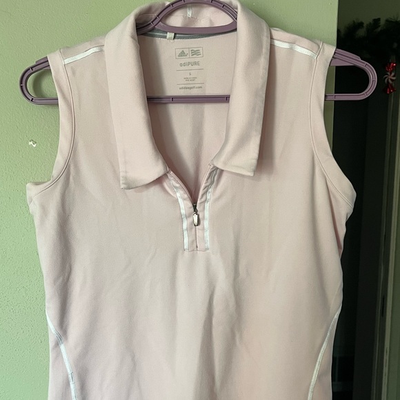 Adidas adiPURE Baby Pink Collared Golf Top - Picture 1 of 5